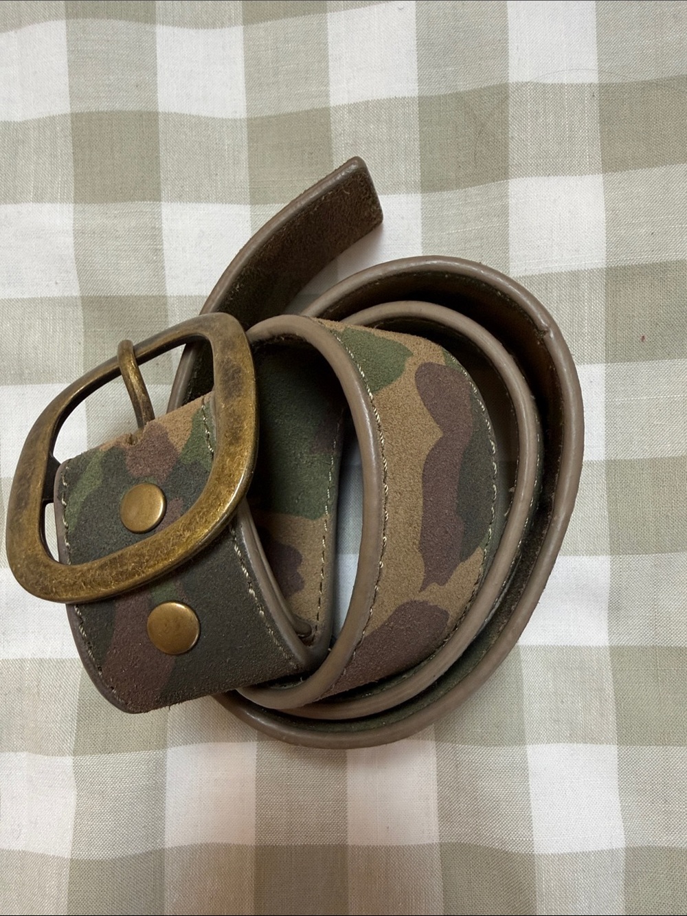 Liebeskind Camouflage suede ladies Belt with Antiqued Brass Buckle